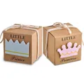 20 pièces petite princesse/Prince boîte cadeau rose bleu bonbons biscuits Pack boîte avec ruban pour