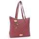 Catwalk Collection Handbags - Women's Quilted Leather Shoulder Bag - Ladies Tote Bag With Zip - Medium/Large - SOFIA - Red