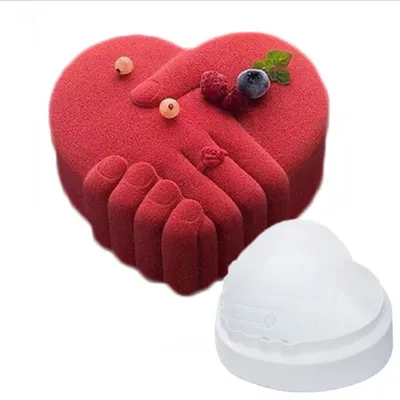 Moule en silicone coeur d'amour main dans la main outils de décoration de gâteau mousse