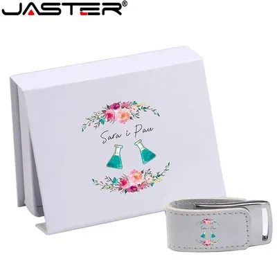 JASTER – clé USB 2.0 en cuir blanc avec LOGO gratuit 4/8/16/32/64 go personnalisation gratuite de