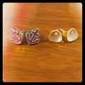 American Eagle Outfitters Jewelry | 2 Sets Of Stud Earrings: Anchor & Gold W/ Gem | Color: Gold/Red | Size: Os