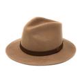 Fedora Hat Mens Wool Felt Crushable with Leather Belt Trim - Mixed Colours & Sizes (Large, Camel)