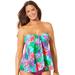 Plus Size Women's Flyaway Bandeau Tankini Top by Swimsuits For All in Hawaiian Floral (Size 24)