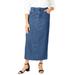 Plus Size Women's Classic Cotton Denim Midi Skirt by Jessica London in Medium Stonewash (Size 12) 100% Cotton