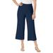 Plus Size Women's Everyday Stretch Knit Wide Leg Crop Pant by Jessica London in Navy (Size 22/24) Soft & Lightweight