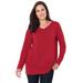 Plus Size Women's Perfect Long-Sleeve V-Neck Tee by Woman Within in Classic Red (Size M) Shirt