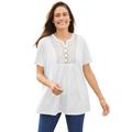 Plus Size Women's Eyelet Henley Tee by Woman Within in White (Size 4X) Shirt