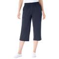 Plus Size Women's Elastic-Waist Knit Capri Pant by Woman Within in Navy (Size 3X)