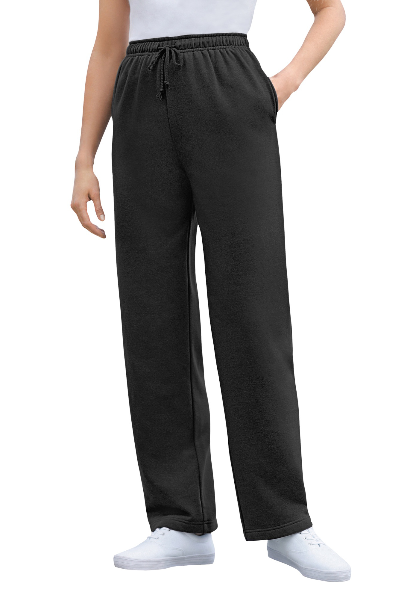 Plus Size Women's Better-Fleece Pull-On Drawstring Sweatpants by Woman Within in Black (Size S)