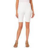 Plus Size Women's Essential Stretch Bike Short by Roaman's in White (Size 4X) Cycle Gym Workout