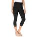 Plus Size Women's Lace-Trim Essential Stretch Capri Legging by Roaman's in Black (Size M) Activewear Workout Yoga Pants