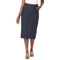 Plus Size Women's Comfort Waist Stretch Denim Midi Skirt by Jessica London in Indigo (Size 16) Elastic Waist Stretch Denim