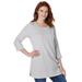 Plus Size Women's Perfect Three-Quarter-Sleeve Scoopneck Tunic by Woman Within in Heather Grey (Size M)