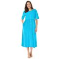 Plus Size Women's Button-Front Essential Dress by Woman Within in Paradise Blue Polka Dot (Size 4X)