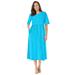 Plus Size Women's Button-Front Essential Dress by Woman Within in Paradise Blue Polka Dot (Size 4X)