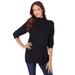 Plus Size Women's Fine Gauge Drop Needle Mockneck Sweater by Roaman's in Black (Size S)