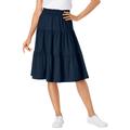 Plus Size Women's Jersey Knit Tiered Skirt by Woman Within in Navy (Size 14/16)