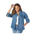 Plus Size Women's Classic Cotton Denim Jacket by Jessica London in Medium Stonewash (Size 16) 100% Cotton Jean Jacket