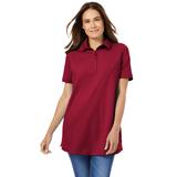 Plus Size Women's Perfect Short-Sleeve Polo Shirt by Woman Within in Classic Red (Size M)
