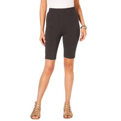 Plus Size Women's Essential Stretch Bike Short by Roaman's in Heather Charcoal (Size 1X) Cycle Gym Workout
