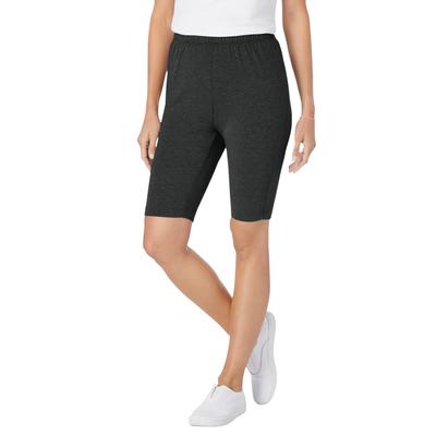 Plus Size Women's Stretch Cotton Bike Short by Woman Within in Heather Charcoal (Size 1X)