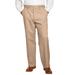 Men's Big & Tall Relaxed Fit Wrinkle-Free Expandable Waist Plain Front Pants by KingSize in Dark Khaki (Size 66 38)