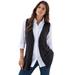 Plus Size Women's Fine Gauge Drop Needle Sweater Vest by Roaman's in Black (Size L)