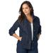 Plus Size Women's Classic Cotton Denim Jacket by Jessica London in Indigo (Size 14) 100% Cotton Jean Jacket