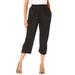 Plus Size Women's Soft Knit Capri Pant by Roaman's in Black (Size 2X) Pull On Elastic Waist