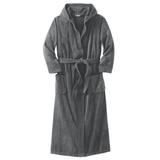 Men's Big & Tall Terry Velour Hooded Maxi Robe by KingSize in Steel (Size L/XL)