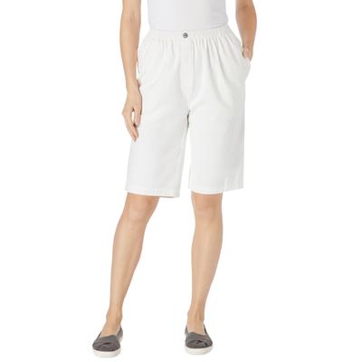 Plus Size Women's 7-Day Elastic-Waist Cotton Denim Short by Woman Within in White (Size 34 W)