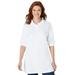 Plus Size Women's Elbow Short-Sleeve Polo Tunic by Woman Within in White (Size 3X) Polo Shirt