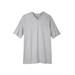 Men's Big & Tall Shrink-Less™ Lightweight Longer-Length V-neck T-shirt by KingSize in Heather Grey (Size 5XL)