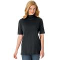 Plus Size Women's Ribbed Short Sleeve Turtleneck by Woman Within in Black (Size 4X) Shirt