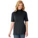 Plus Size Women's Ribbed Short Sleeve Turtleneck by Woman Within in Black (Size 4X) Shirt