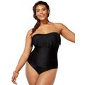 Plus Size Women's Fringe Bandeau One Piece Swimsuit by Swimsuits For All in Black (Size 12)