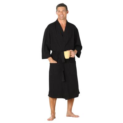Men's Big & Tall Cotton Jersey Robe by KingSize in Black (Size 3XL/4XL)
