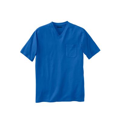 Men's Big & Tall Shrink-Less™ Lightweight V-Neck Pocket T-Shirt by KingSize in Royal Blue (Size 2XL)