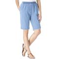 Plus Size Women's 7-Day Elastic-Waist Cotton Short by Woman Within in Light Stonewash (Size 36 W)