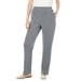 Plus Size Women's 7-Day Knit Ribbed Straight Leg Pant by Woman Within in Medium Heather Grey (Size S)