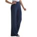 Plus Size Women's Everyday Stretch Knit Wide Leg Pant by Jessica London in Navy (Size 22/24) Soft Lightweight Wide-Leg