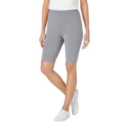 Plus Size Women's Stretch Cotton Bike Short by Woman Within in Medium Heather Grey (Size S)