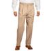 Men's Big & Tall Classic Fit Wrinkle-Free Expandable Waist Pleat Front Pants by KingSize in Dark Khaki (Size 64 38)