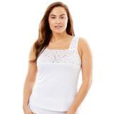 Plus Size Women's Silky Lace-Trimmed Camisole by Comfort Choice in White (Size M) Full Slip