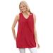 Plus Size Women's Perfect Sleeveless Shirred V-Neck Tunic by Woman Within in Classic Red (Size L)