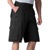 Men's Big & Tall Boulder Creek® 12" Side-Elastic Stacked Cargo Pocket Shorts by Boulder Creek in Black (Size 50)