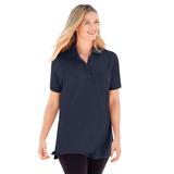 Plus Size Women's Perfect Short-Sleeve Polo Shirt by Woman Within in Navy (Size L)