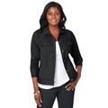 Plus Size Women's Classic Cotton Denim Jacket by Jessica London in Black (Size 14) 100% Cotton Jean Jacket