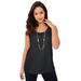Plus Size Women's Horseshoe Neck Tank by Jessica London in Black (Size 30/32) Top Stretch Cotton