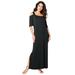 Plus Size Women's Ultrasmooth® Fabric Cold-Shoulder Maxi Dress by Roaman's in Black (Size 18/20) Long Stretch Jersey
